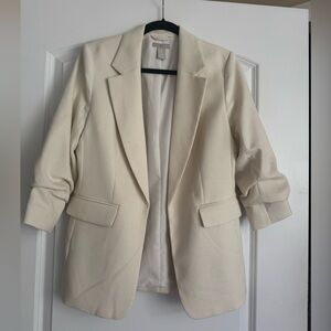 H&M Cream Textured Women's Blazer Jacket